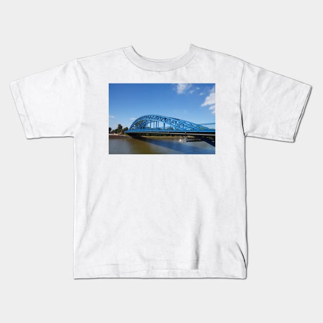 Germany; Nienburg; weser Lower Saxony; City; Flow; Bridge; Weser Bridge Kids T-Shirt by Kruegerfoto